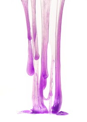 Purple sleaze pouring, slime dripping isolated on white background