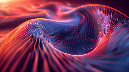 A colorful swirl of light and dark blue and red