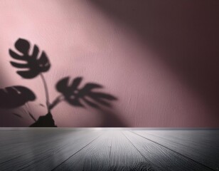 pink background for product and shadow on a wall