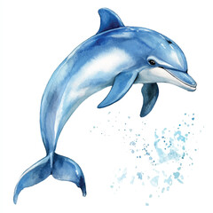 cute Dolphin watercolor clipart illustration isolated