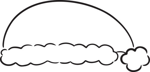 Santa Claus Hat Outline, Christmas doodle, cute Santa Claus, decorative illustration, coloring page