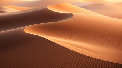 Golden sand dunes under soft sunlight