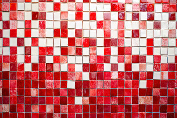 Red and White Mosaic Tile Wall for your background business, poster.
