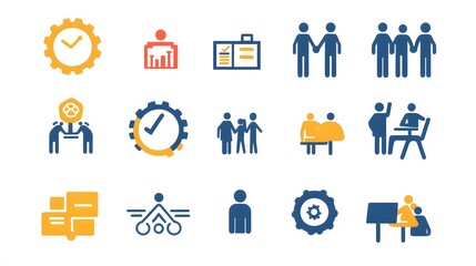 A Set of Simple Icons Depicting Various Business and Organizational Concepts