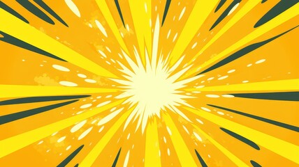 Fototapeta premium A vibrant explosion of yellow rays emanating from a central point, creating a dynamic and energetic visual effect.