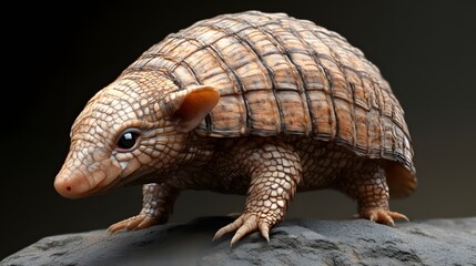 Obraz premium 41. **Detailed 3D depiction of a baby armadillo with soft armor and tiny legs