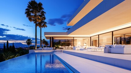 Fototapeta premium Contemporary modern luxury exterior home designer housing villa architecture