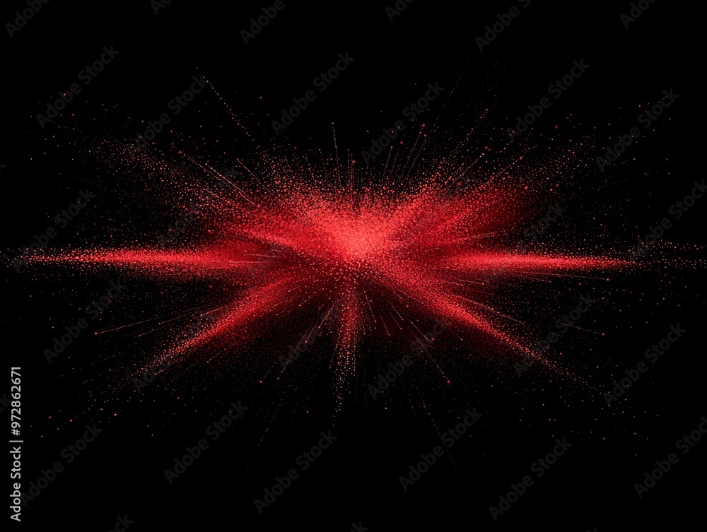 Aufkleber vibrant burst of red particles radiates outward in explosive patterns, creating a striking contrast 