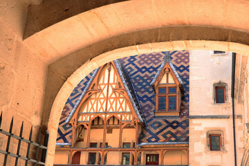 View through Arch of the Monastery in Beaune France