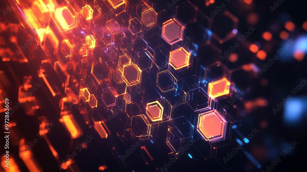 Poster digital hexagon abstract background