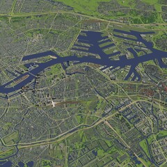 3D illustration of city and urban in Rotterdam Netherlands