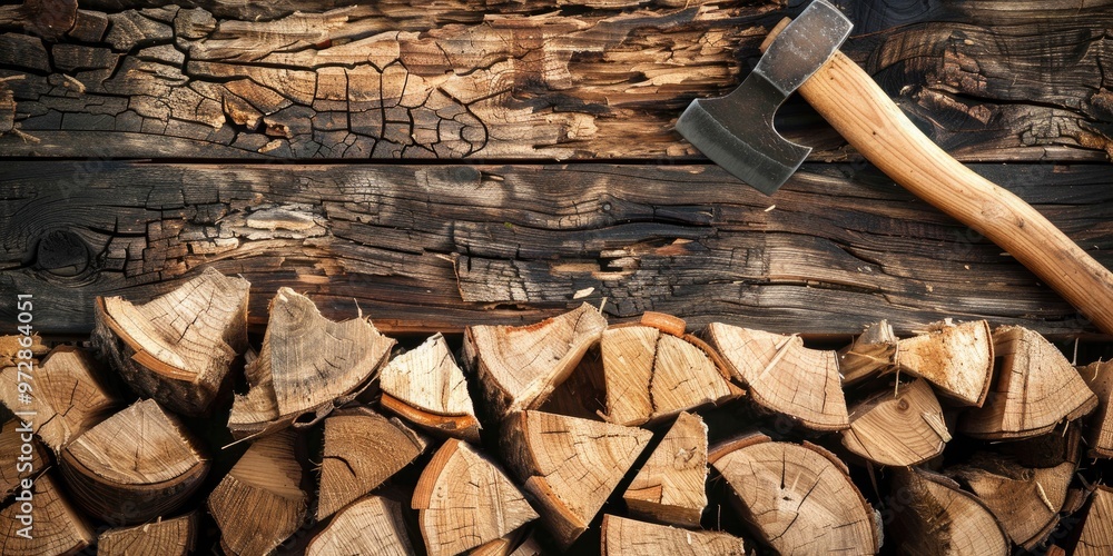 Poster tool in action slicing timber from a stack.
