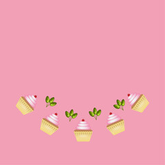 Card with cupcakes and plants