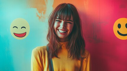 Composite collage image of sad female bullying smiling laugh trolling working process billboard comics zine minimal