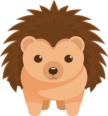 Vector illustration of a cute little hedgehog standing on all fours and looking ahead