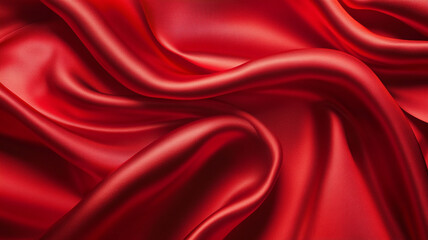 Obraz premium luxurious and elegant red wavy silk satin fabric.