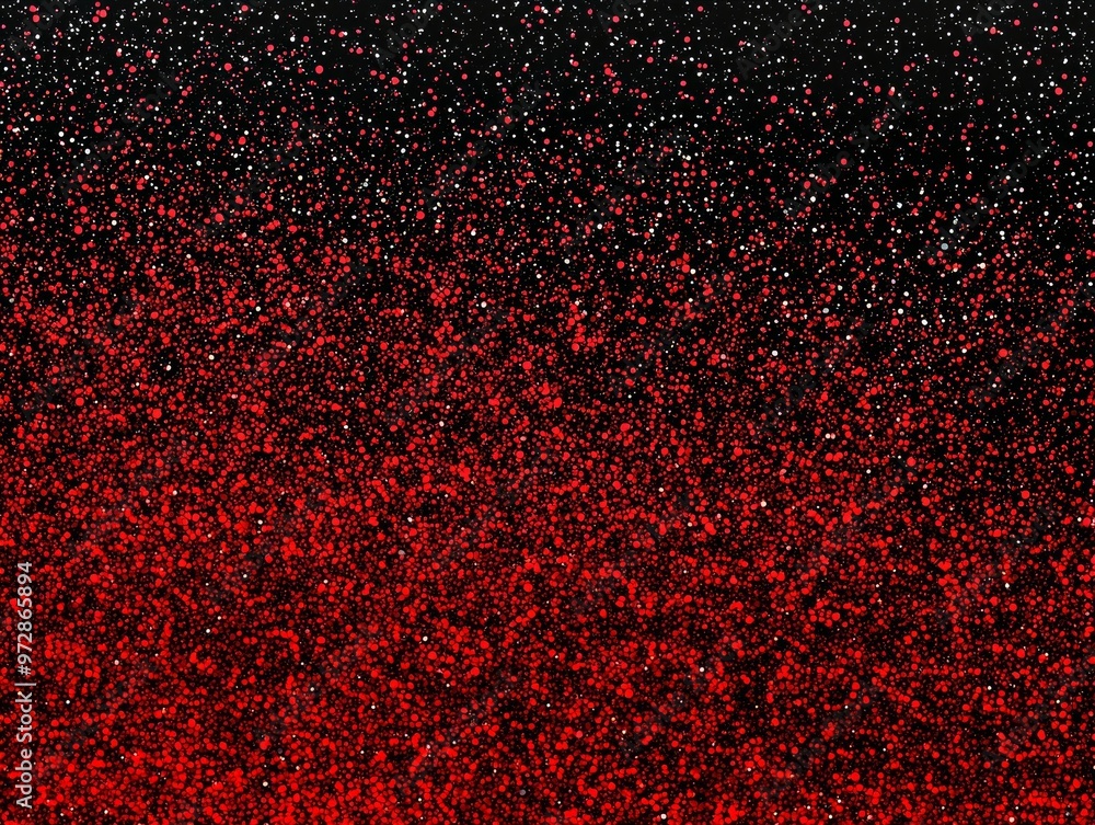 Poster vivid red particles drift through a dark expanse, creating an enchanting gradient effect. the dynami