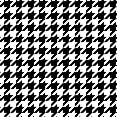 Houndstooth seamless pattern. Classical black and white fabric background. Tweed pepita plaid texture. Traditional winter fashion print design. Simple abstract monochrome background.