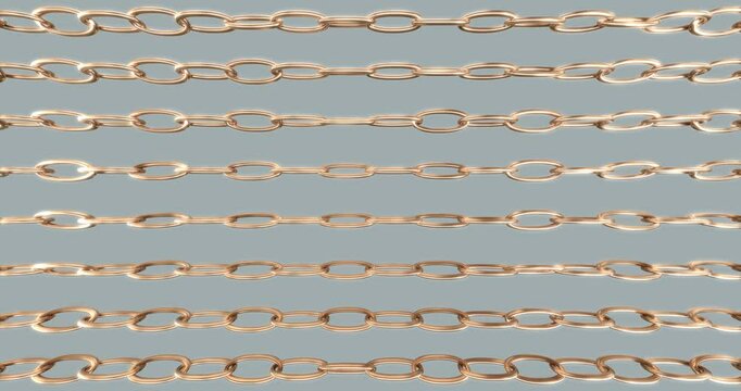Shiny Golden Chains in Horizontal Rows on Minimal Background