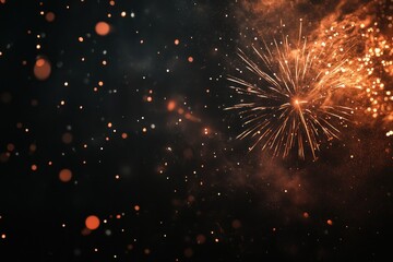 Golden Fireworks Display with Sparklers in Night Sky