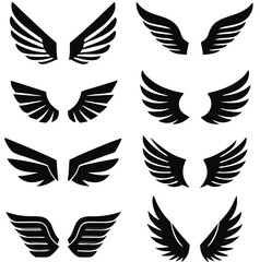 Fototapeta premium Wings silhouette design elements sets