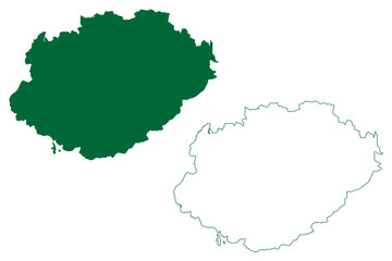Gwalior district (Madhya Pradesh State, division, Republic of India) map vector illustration, scribble sketch Gwalior map