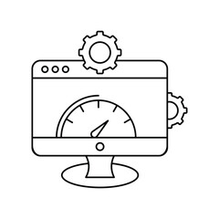 web optimization line icon with white background vector stock illustration