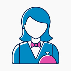 Colorful Waitress Icon Representing Service and Hospitality