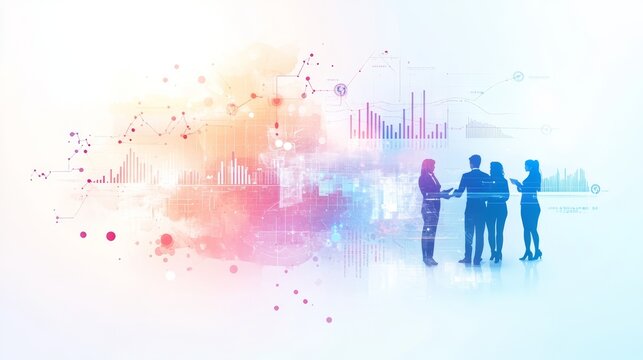 A watercolor illustration of a business leader and team members analyzing a detailed planning chart. The leader is making strategic choices with a focus on the impact and execution of each decision.