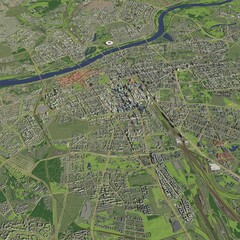 3D illustration of city and urban in  Warsaw Poland