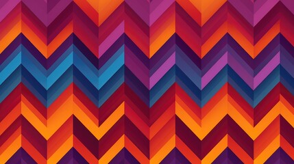 Obraz premium A vibrant geometric pattern featuring zigzag shapes in warm and cool colors, ideal for backgrounds or design projects.