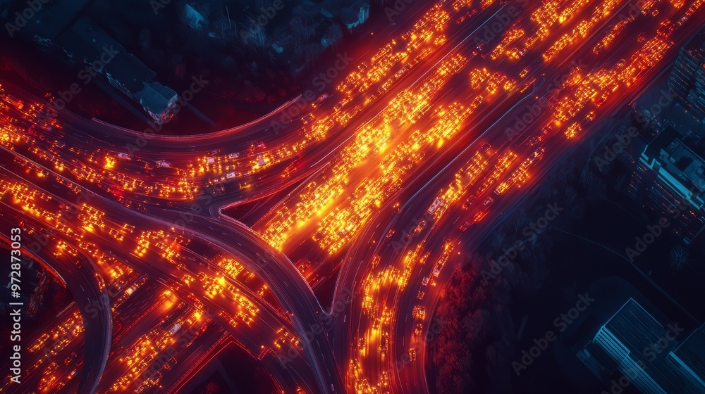 Poster heatmap of a busy highway, with warm colors highlighting the most congested sections and cooler tone