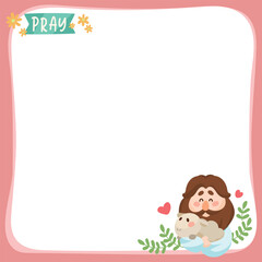 Cartoon Jesus Illustration Jesus Christ holding a Lamb Clip Art backgroung frame