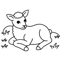 Fototapeta premium Line art sheep vector, line cut sheep, silhouette vector illustration. sheep line art silhouette sketch black and white
