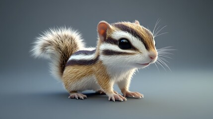Obraz premium 21. **Cute 3D render of a little chipmunk with striped back and tiny paws