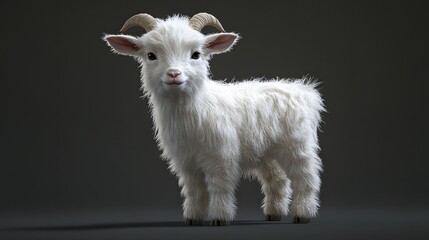 Fototapeta premium 28. **Cute 3D model of a fluffy baby goat with playful horns and soft fur