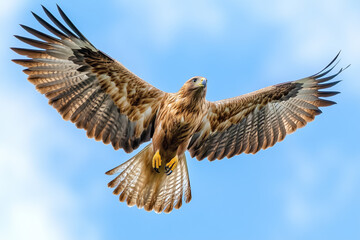 Fototapeta premium Majestic Eagle Soaring in Clear Blue Sky