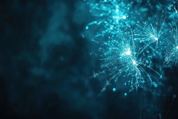 Blue Sparkler Lights Against a Dark Blue Background