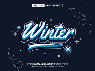 winter editable text, font effect, 3d text for title