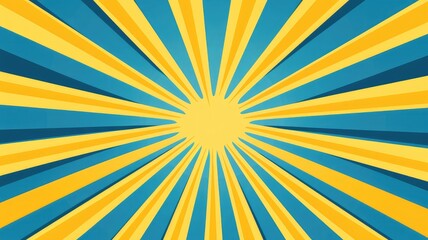 Obraz premium A vibrant graphic featuring radiating lines in blue and yellow, creating a sunburst effect.