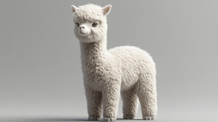 Obraz premium 19. **Detailed 3D model of a fuzzy baby alpaca with a gentle demeanor