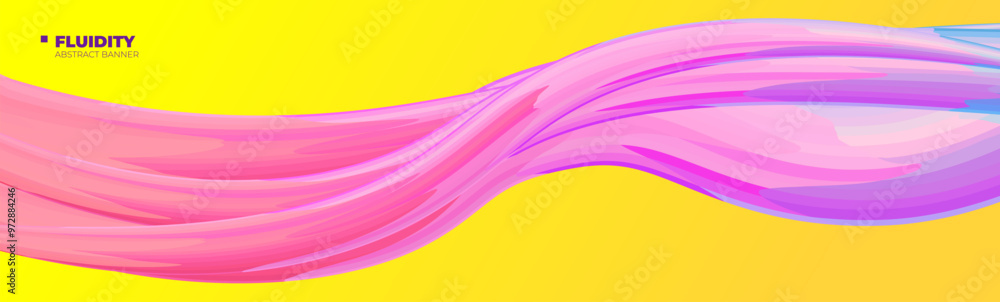 Poster modern fluidity composition banner. abstract wavy 3d liquid shapes on yellow background. art fluid a