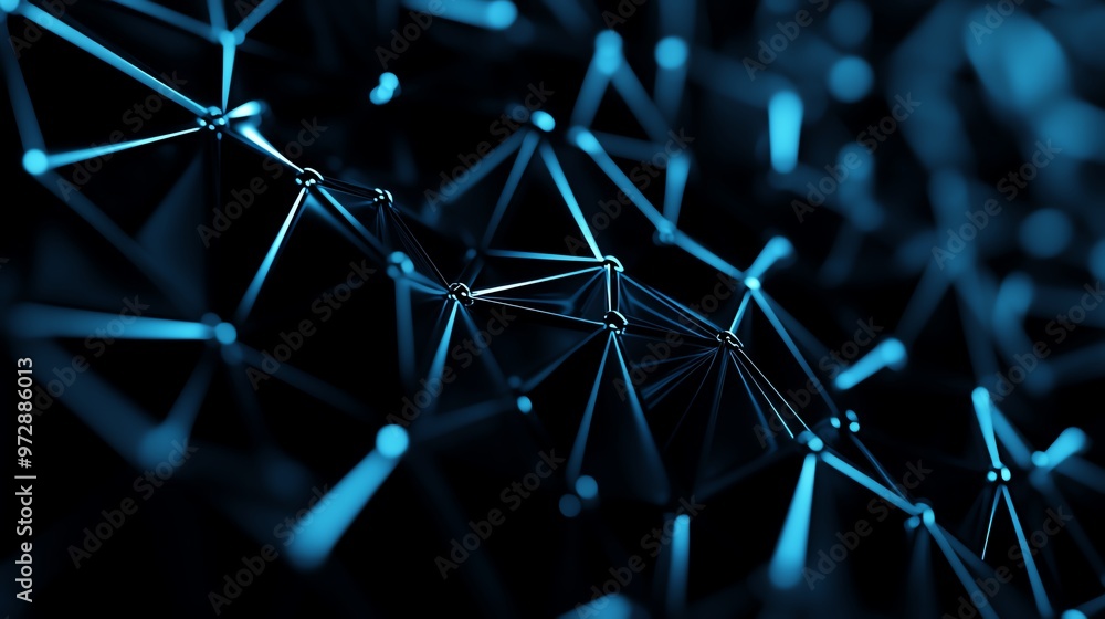 Poster intricate blue network design showcasing futuristic connections and geometric patterns, perfect for 