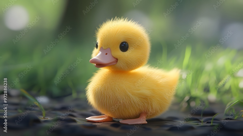 Poster 13. **sweet 3d depiction of a little duckling with soft down feathers and tiny beak