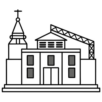 recommend clip art: construction building outline coloring book page line art drawing