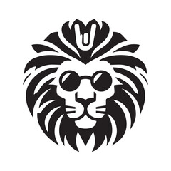 Minimalist lion logo with white background
