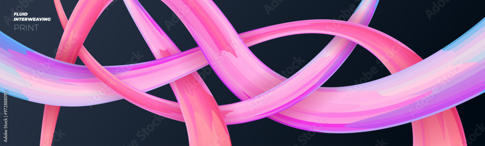 Poster modern fluidity horizontal banner. abstract wavy 3d liquid shapes on dark background. art fluid abst