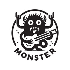 Minimalist monster logo with white background