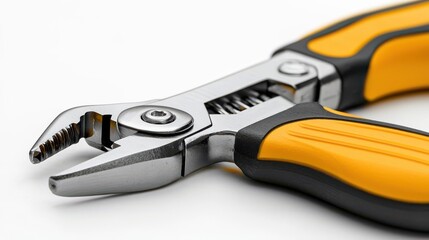 Obraz premium A screwdriver with pliers and a wrench, isolated on a white background, offering copy space for tool usage, DIY home repair, or handyman projects