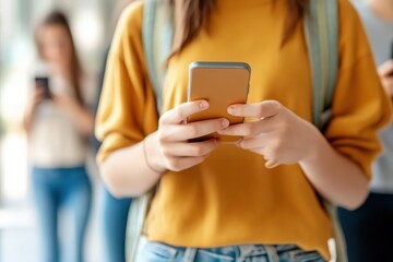 Close-up of mobile notifications reminding Gen Z client of their savings progress &acirc;&euro;&ldquo; Daily financial check-ins from their advisor, digital platforms, promoting financial responsibility